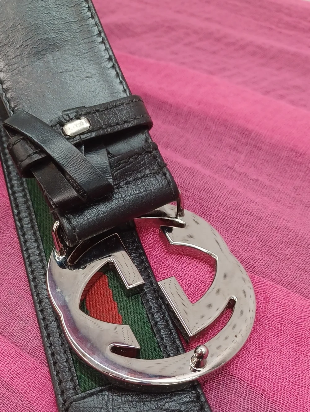 Gucci Vintage Web and Leather Belt
